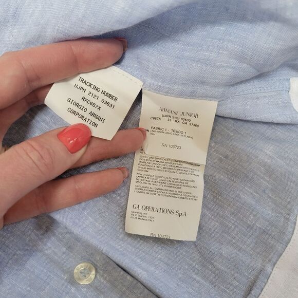 New Armani Junior Linen boys shirt size 2T - Picture 9 of 12